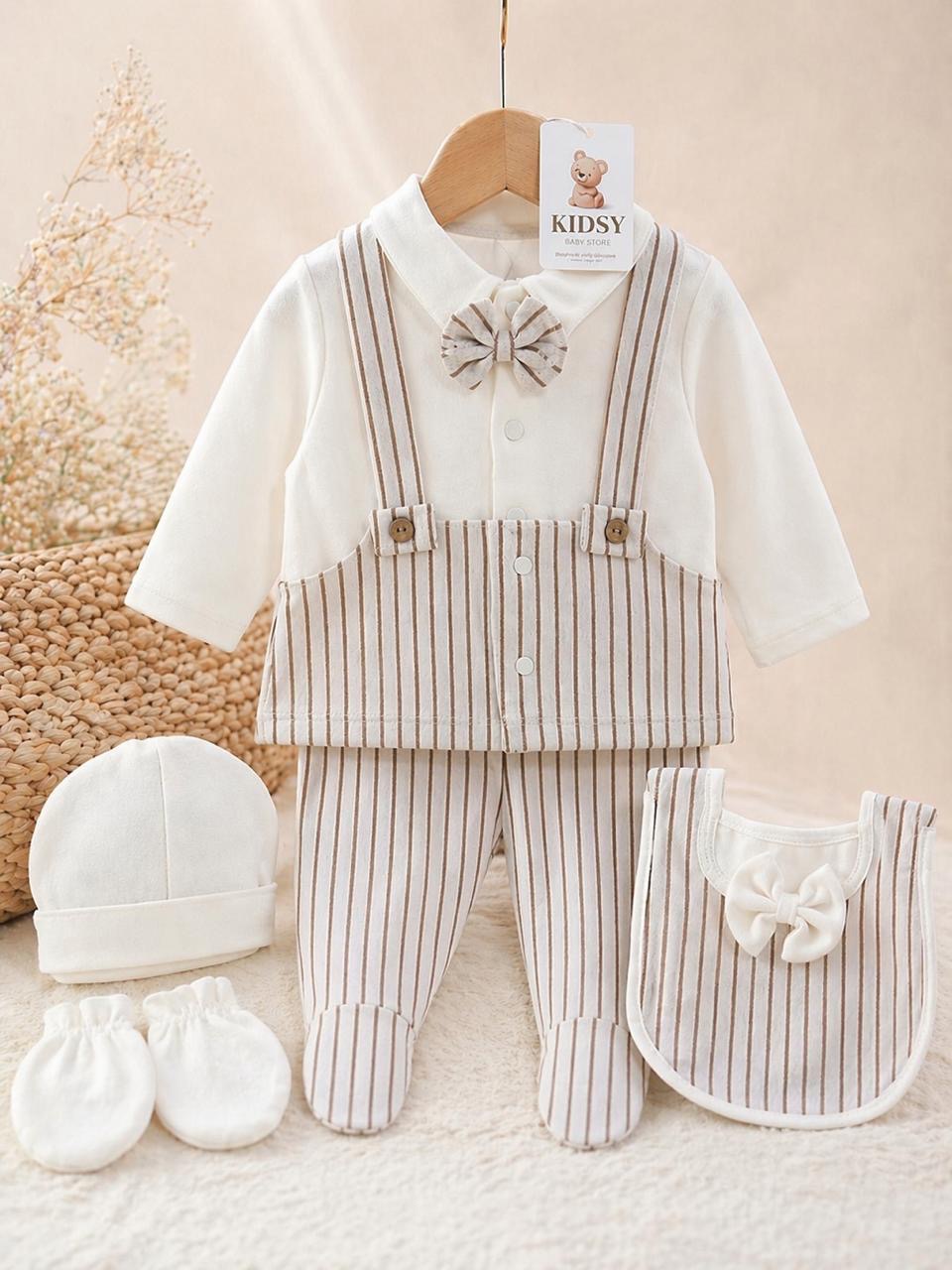 Beigh 5 Piece Formal Baby Outfit