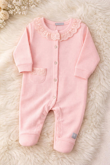Peach-Pink Waffle Cotton Summer Romper