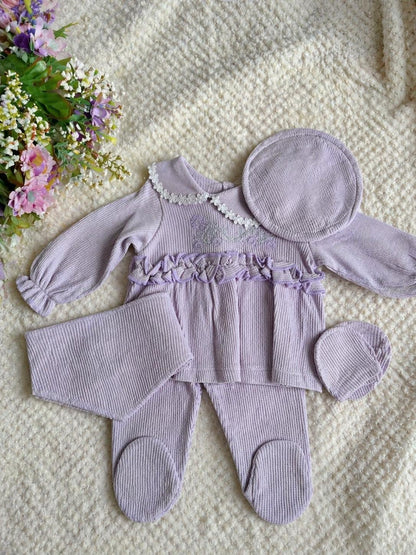 Lavender 5-Piece Waffle Cotton Summer Outfit